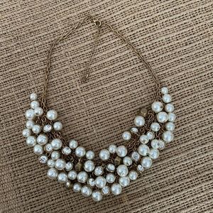Pearl and Diamond Cluster Necklace